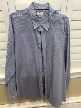 Cutter & Buck Blue Micro-Check Dress Shirt